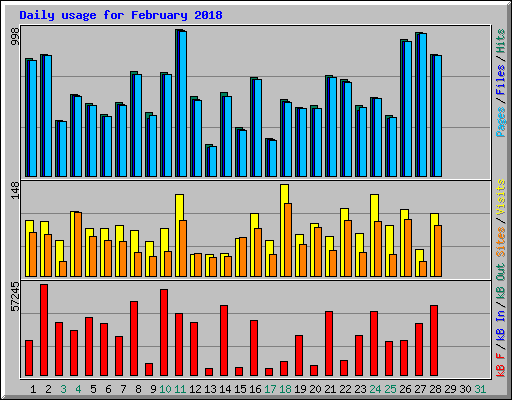 Daily usage for February 2018
