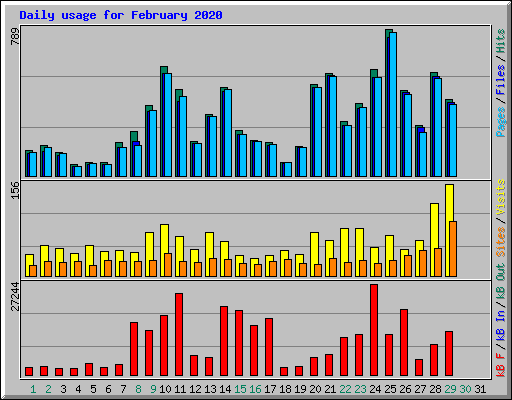 Daily usage for February 2020
