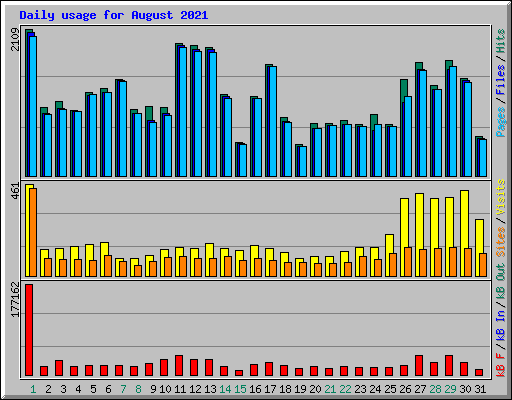 Daily usage for August 2021