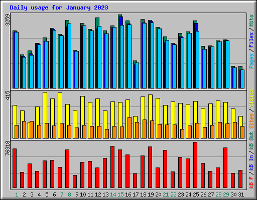 Daily usage for January 2023