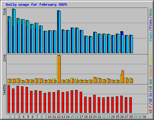 Daily usage for February 2025