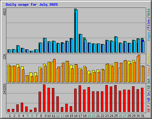 Daily usage for July 2025