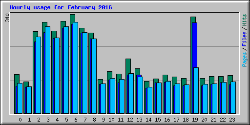 Hourly usage for February 2016