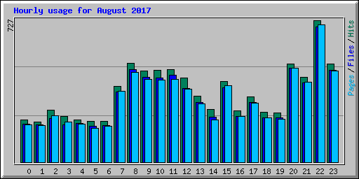 Hourly usage for August 2017