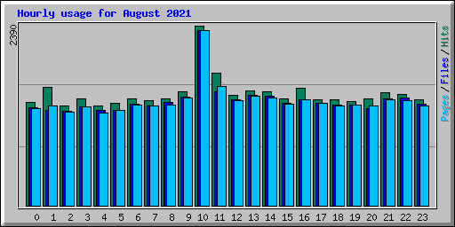Hourly usage for August 2021