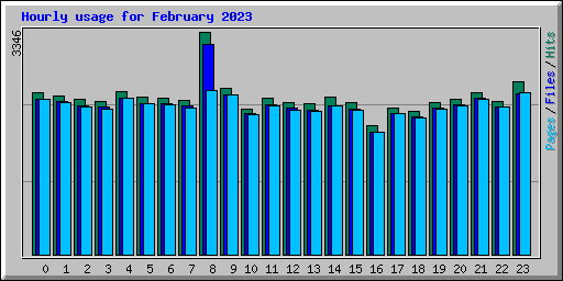 Hourly usage for February 2023